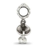 Sterling Silver 925 Margarita Dangle Bead with Antiqued Finish Solid Design